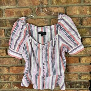 Striped Peasant Peplum Blouse